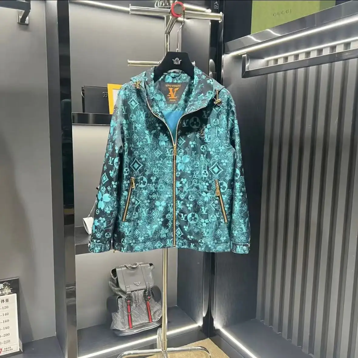 Casual Jacket for Men Regular Fit Stand Up Collar Zip Closure Printed Jacket