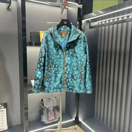 Casual Jacket for Men Regular Fit Stand Up Collar Zip Closure Printed Jacket