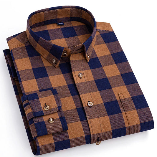 Men’s Spring Summer Cotton Checkered Shirt