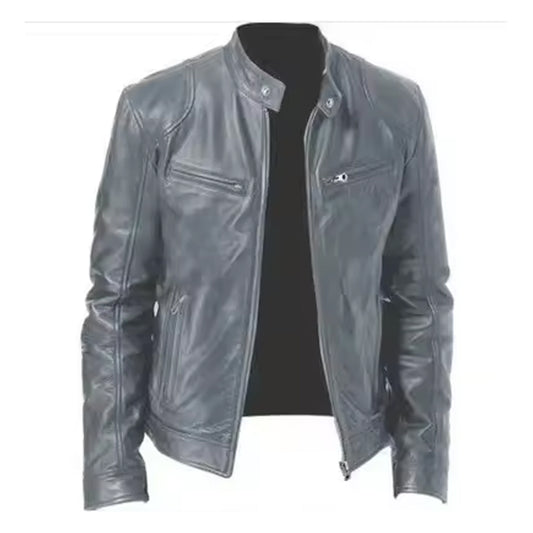 Leather Jacket For Men Spread collar