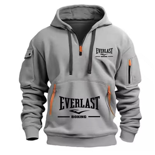 Men’s Premium Quality Heavy Knit Half Zip Hooded Sweatshirt